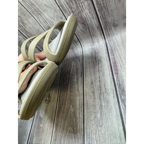 Crocs Patricia Two Toned Taupe Low Wedge Slip On Sandal Women's Size 10 - Picture 5 of 11